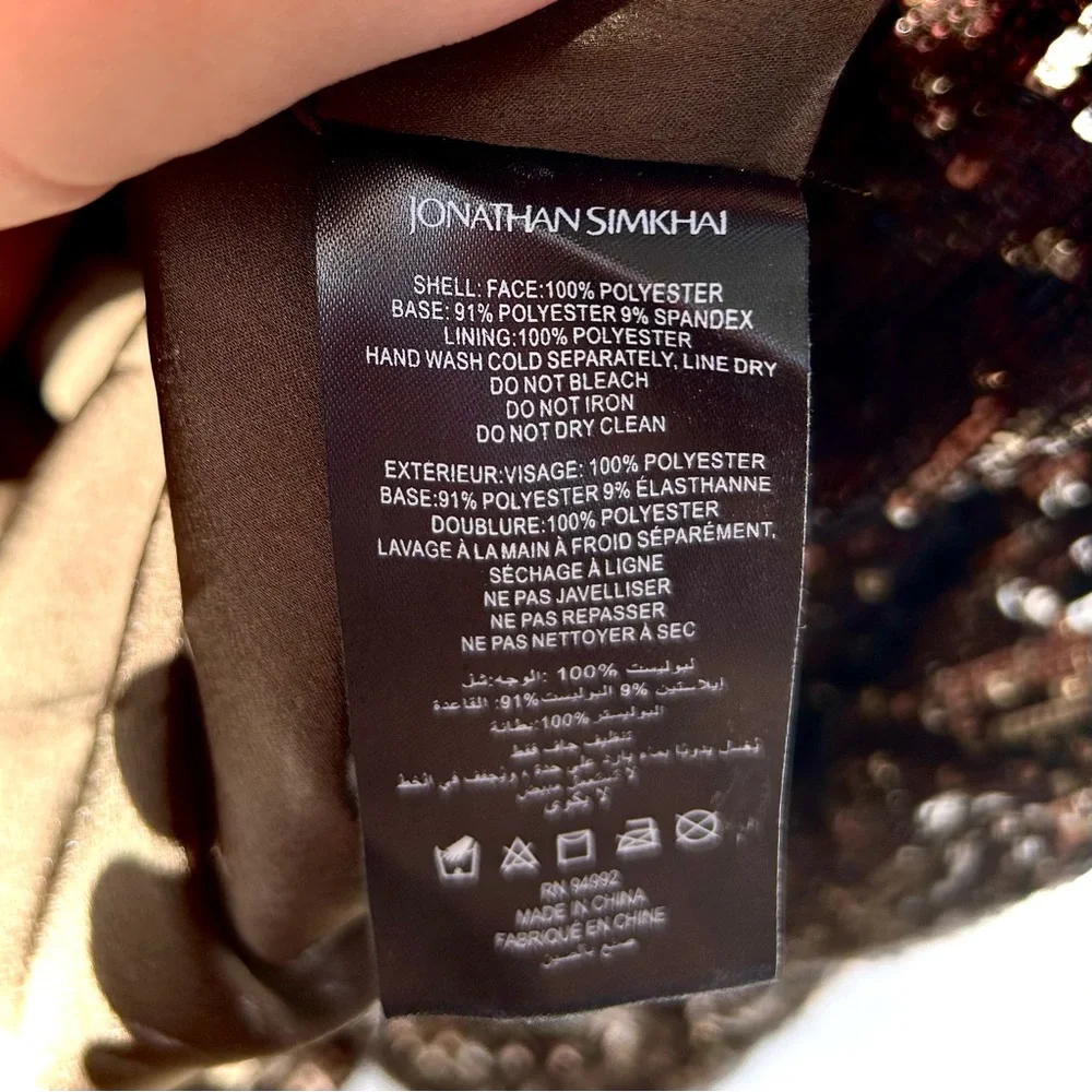 Jonathan Simkhai - Brown Monty Wrap Sequined Mini Dress - Picture 14 of 16